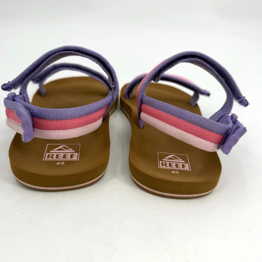 REEF Sandals Youth Girls 4/5 Little Ahi Convertible Pink Purple Stripes READ